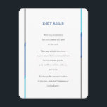 Modern Bar Mitzvah Invitation Insert | Blauw   Bla Informatiekaartje<br><div class="desc">Eenvoudige,  moderne Bar Mitzvah-uitnodigingen die voorzien zijn van blauwe,  blauwgroen en grijze accenten. Ontworpen om aan te sluiten bij onze moderne balie-Mitzvah-uitnodigingen.</div>