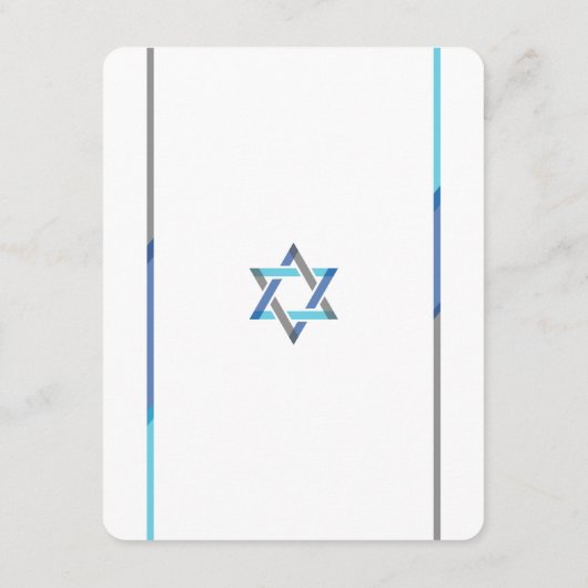 Modern Bar Mitzvah Invitation Insert | Blauw + Bla Informatiekaartje (Achterkant)