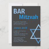 Modern Bar Mitzvah Invitiation - Blauw & grijs Kaart (Voorkant)