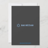 Modern Bar Mitzvah Invitiation - Blauw & grijs Kaart (Achterkant)