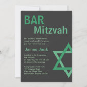 Modern Bar Mitzvah Invitiation - Groen & grijs Kaart (Voorkant)
