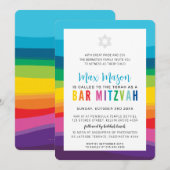 MODERN BAR MITZVAH kleurrijke technische regenboog Kaart (Voorkant / Achterkant)