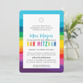 MODERN BAR MITZVAH kleurrijke technische regenboog Kaart (Staand voorkant)