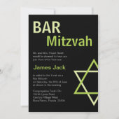 Modern Bar Mitzvah nodiging - Groen & Zwart Kaart (Voorkant)