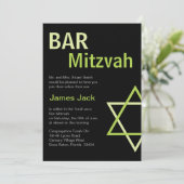 Modern Bar Mitzvah nodiging - Groen & Zwart Kaart (Staand voorkant)