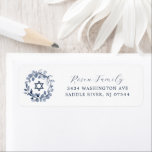 Modern Bar Mitzvah Return Address Label<br><div class="desc">Druk uw enveloppen op voor uw Bar Mitzvah-partij en nodigt u uit met ons stijlvolle blauwe blad wreath & Star van David return address label. Overeenkomende uitnodigingen en stickers in onze winkel</div>