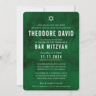 MODERN BAR MITZVAH rijk groen patroon eenvoudig Kaart