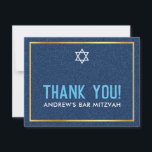 MODERN BAR MITZVAH slim vet dank u denim blauw Bedankkaart<br><div class="desc">door kat massard >>> kat@simplysweetPAPERIE.com <<<<< Een eenvoudige, stijlvolle manier om dank te zeggen aan uw gasten voor het bijwonen van de BAR MITZVAH Setup van uw kind als een sjabloon is het eenvoudig voor u om uw eigen gegevens toe te voegen, of druk op de knop aanpassen en u...</div>