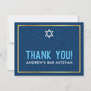 MODERN BAR MITZVAH slim vet dank u denim blauw Bedankkaart