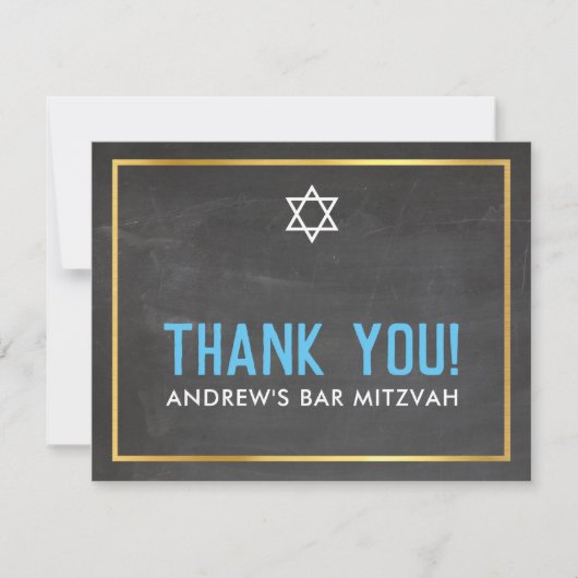 MODERN BAR MITZVAH smart bold dank u grijs aqua Bedankkaart (Voorkant)