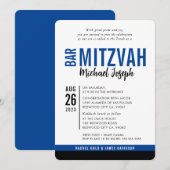 MODERN BAR MITZVAH trendy date koningsblauw zwart Kaart (Voorkant / Achterkant)