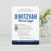 MODERN BAR MITZVAH trendy date koningsblauw zwart Kaart (Staand voorkant)
