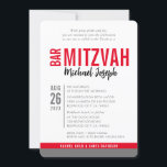 MODERN BAR MITZVAH trendy date rood zwart grijs Kaart<br><div class="desc">door kat massard > WWW.SIMPLYSWEETPAPERIE.com Liefde van het ontwerp, maar zou graag wat veranderingen zien - een ander kleurenschema, product, voeg een foto toe of aangepast voor een andere gelegenheid - geen zorgen contacteren me enkel - ik ben blij om te helpen! - - - - - - - -...</div>