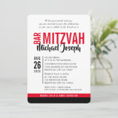 MODERN BAR MITZVAH trendy datum rood zwart Kaart (Staand voorkant)