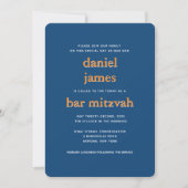 Modern Bar Mitzvah Typografie Blue Oranje Kaart (Voorkant)