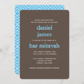 Modern Bar Mitzvah Typography Blue Brown Kaart (Voorkant / Achterkant)