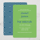 Modern Bar Mitzvah Typography Blue Green Kaart (Voorkant / Achterkant)