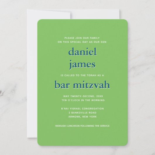 Modern Bar Mitzvah Typography Blue Green Kaart (Voorkant)