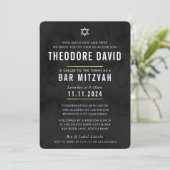 MODERN BAR MITZVAH zwart patroon eenvoudige Uitnod Kaart (Staand voorkant)