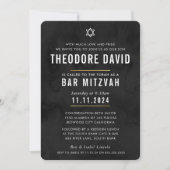 MODERN BAR MITZVAH zwart patroon eenvoudige Uitnod Kaart (Voorkant)