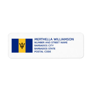 Modern BARBADOS FLAG Return-adres Etiket