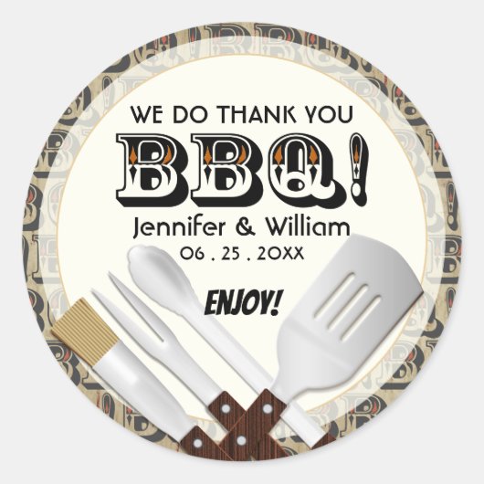 Modern Barbecue Utensils Ronde Sticker (Voorkant)