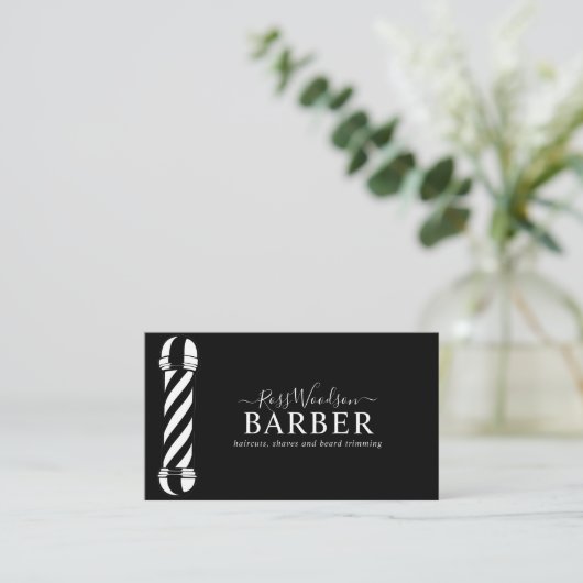 Modern Barber Black White Visitekaartje (Staand voorkant)