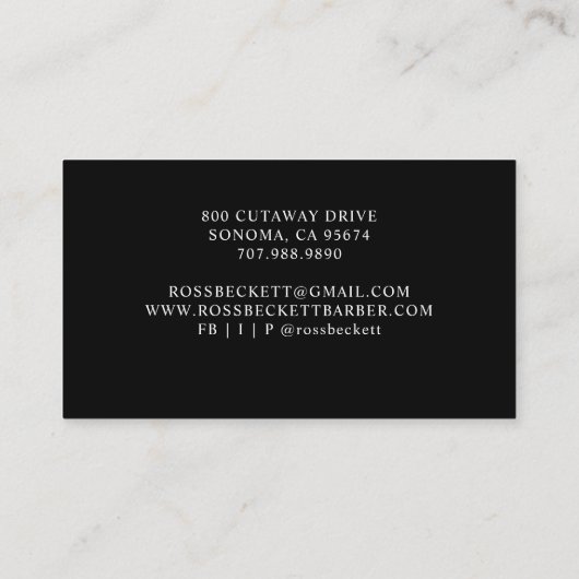 Modern Barber Black White Visitekaartje (Achterkant)