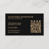 Modern Barber Bronze Buffalo Kapperszaak Qr Code Visitekaartje (Achterkant)