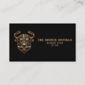 Modern Barber Bronze Buffalo Kapperszaak Qr Code Visitekaartje (Voorkant)