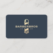 Modern Barber Gold Barber's Pole Barbershop Blauw Visitekaartje (Voorkant)