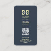 Modern Barber Gold Barber's Pole Barbershop Blauw Visitekaartje (Achterkant)