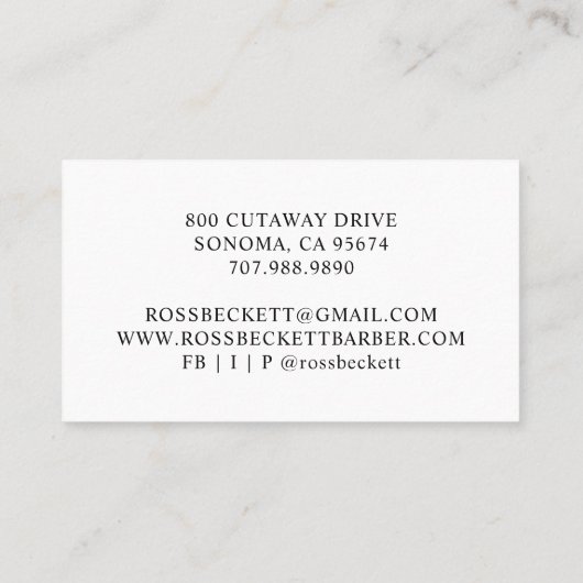 Modern Barber Hair Stylist Visitekaartje (Achterkant)