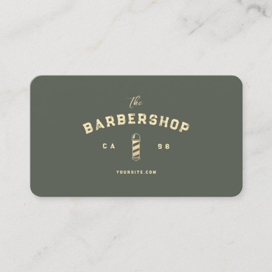 Modern Barber Monogram Barbershop Sage Groen Visitekaartje (Voorkant)