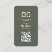 Modern Barber Monogram Barbershop Sage Groen Visitekaartje (Achterkant)