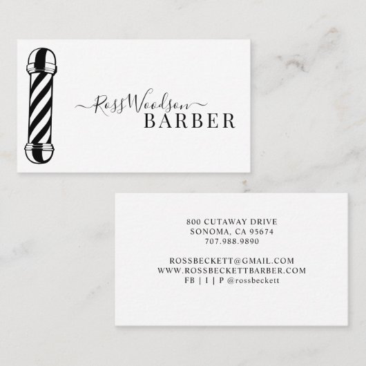 Modern Barber Pole Visitekaartje (Voorkant / Achterkant)