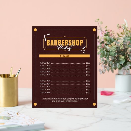 Modern Barber Services Barbershop prijslijst Acryl Bord (Huwelijk)