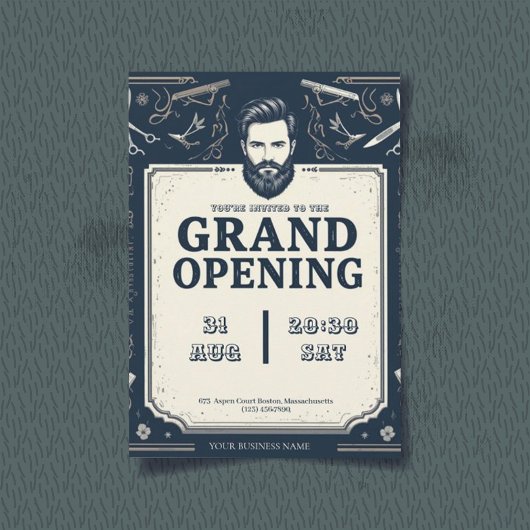 Modern Barber Shop Grand Opening Uitnodiging