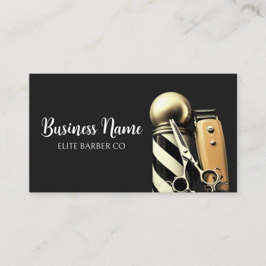 Modern Barber Visitekaartje met bewerkbare tekst (Voorkant)