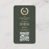 Modern Barbershop Monogram Mannen Haircut Shave QR Visitekaartje (Achterkant)