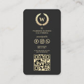 Modern Barbershop Monogram Mannen Haircut Shave QR Visitekaartje (Achterkant)