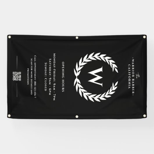 Modern Barbershop Openingstijden Banner (Horizontaal)