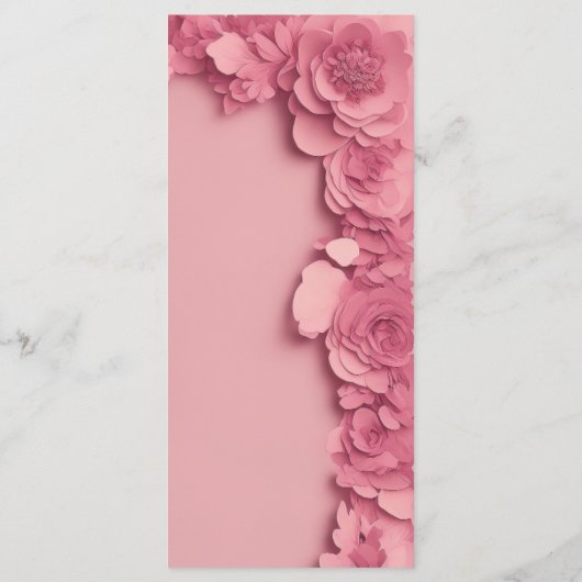 Modern barbie geïnspireerd roze bloemenbruiloft me menu (Achterkant)