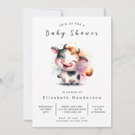 Modern Barn Calf Koe Baby shower Kaart (Voorkant)