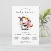Modern Barn Calf Koe Baby shower Kaart (Staand voorkant)