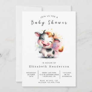 Modern Barn Calf Koe Baby shower Kaart