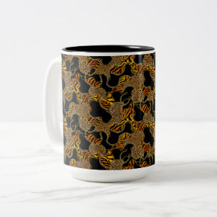 Modern Barok Glam Dierprint Met Kettingen Tweekleurige Koffiemok