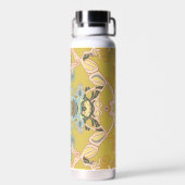 Modern Baroque Pattern in Gold Pink Blue Waterfles (Achterkant)