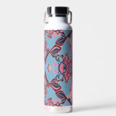 Modern Baroque Pattern in Pink Burgundy Blue Waterfles (Voorkant)