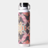 Modern Baroque Pattern in Red Pink Paars Blue Waterfles (Achterkant)